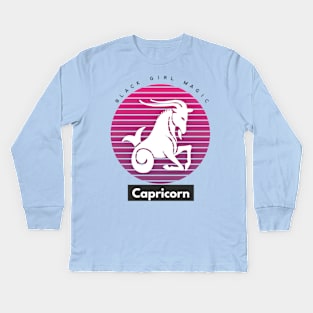 Capricorn Black Girl Magic Kids Long Sleeve T-Shirt